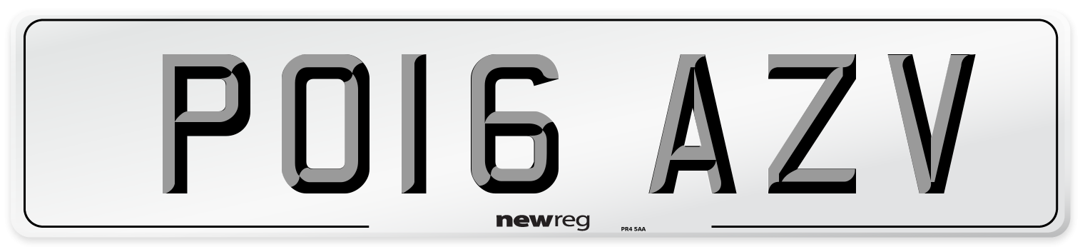 PO16 AZV Number Plate from New Reg